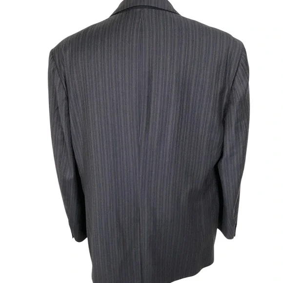 Stafford Executive Suit Mens 44L 36W 30L Navy Pinstripe 2 Button Office Wool